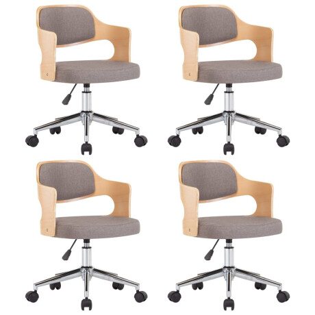 vidaXL Eetkamerstoelen 4 st draaibaar gebogen hout en stof taupe afbeelding2 - 1