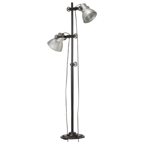 vidaXL Vloerlamp met 2 lampenkappen E27 gietijzer zilverkleurig afbeelding2 - 1