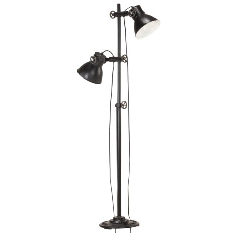 vidaXL Vloerlamp met 2 lampenkappen E27 gietijzer zwart afbeelding2 - 1