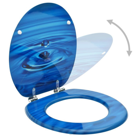 vidaXL Toiletbril met deksel waterdruppel MDF blauw afbeelding2 - 1