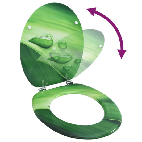 vidaXL Toiletbril met deksel waterdruppel MDF groen afbeelding2 - 1