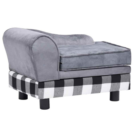 vidaXL Hondenbank 57x34x36 cm pluche grijs afbeelding2 - 1