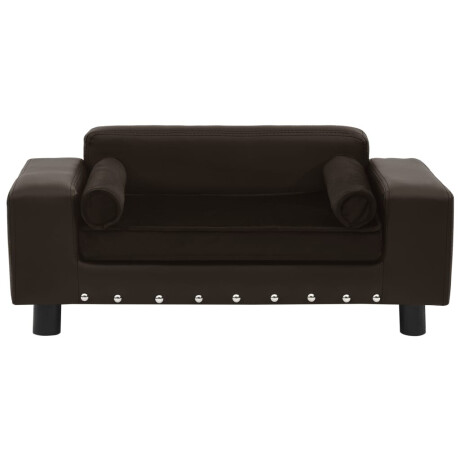 vidaXL Hondenbank 81x43x31 cm pluche en kunstleer bruin afbeelding2 - 1