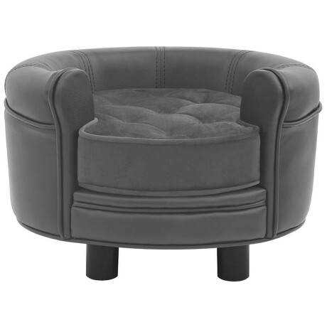 vidaXL Hondenbank 48x48x32 cm pluche en kunstleer grijs afbeelding2 - 1
