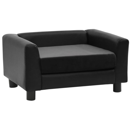 vidaXL Hondenbank 60x43x30 cm pluche en kunstleer zwart afbeelding2 - 1