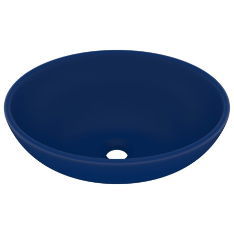 vidaXL Wastafel ovaal 40x33 cm keramiek mat donkerblauw afbeelding2 - 1