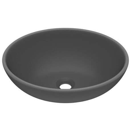 vidaXL Wastafel ovaal 40x33 cm keramiek mat donkergrijs afbeelding2 - 1