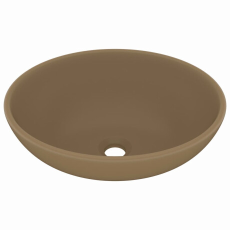 vidaXL Wastafel ovaal 40x33 cm keramiek matcrème afbeelding2 - 1