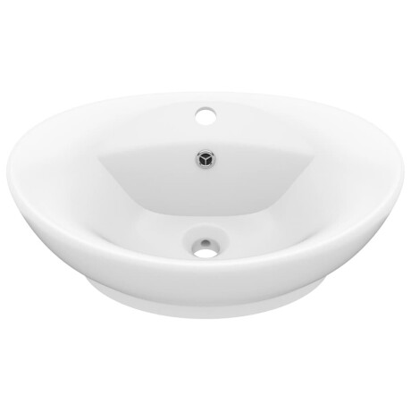 vidaXL Wastafel met overloop ovaal 58,5x39 cm keramiek matwit afbeelding2 - 1