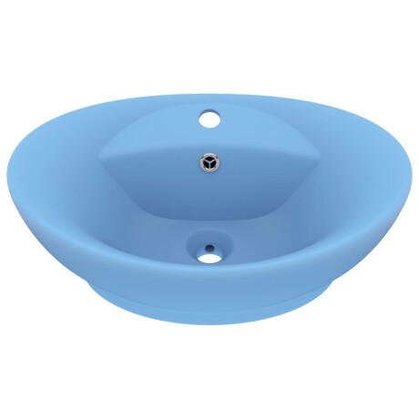 vidaXL Wastafel met overloop ovaal 58,5x39 cm keramiek mat lichtblauw afbeelding2 - 1