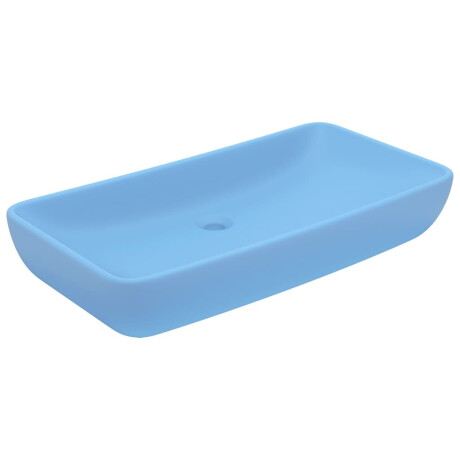 vidaXL Wastafel rechthoekig 71x38 cm keramiek mat lichtblauw afbeelding2 - 1