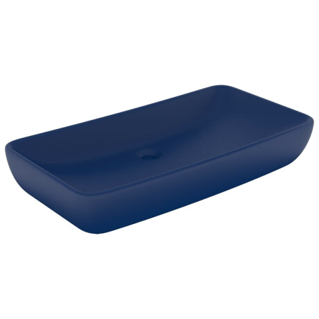 vidaXL Wastafel rechthoekig 71x38 cm keramiek mat donkerblauw afbeelding2 - 1