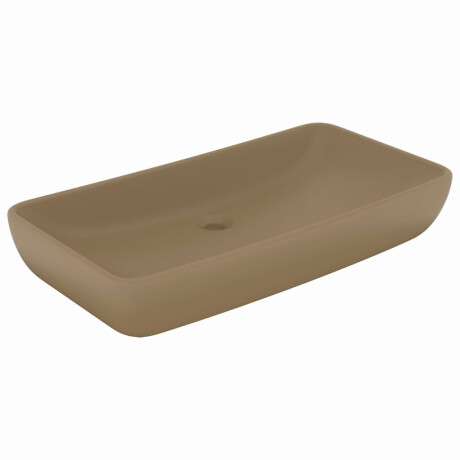 vidaXL Wastafel rechthoekig 71x38 cm keramiek matcrème afbeelding2 - 1