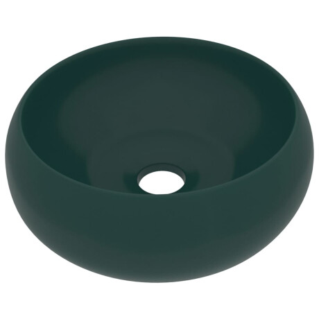 vidaXL Wastafel rond 40x15 cm keramiek mat donkergroen afbeelding2 - 1