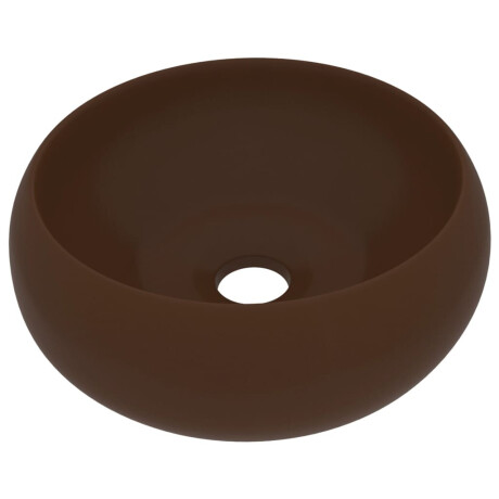 vidaXL Wastafel rond 40x15 cm keramiek mat donkerbruin afbeelding2 - 1