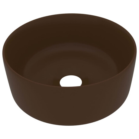 vidaXL Wastafel rond 40x15 cm keramiek mat donkerbruin afbeelding2 - 1