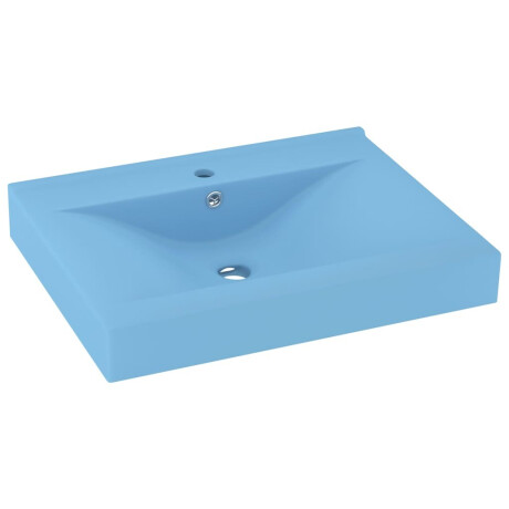 vidaXL Wastafel met kraangat 60x46 cm keramiek mat lichtblauw afbeelding2 - 1