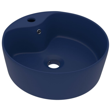 vidaXL Wastafel met overloop 36x13 cm keramiek mat donkerblauw afbeelding2 - 1