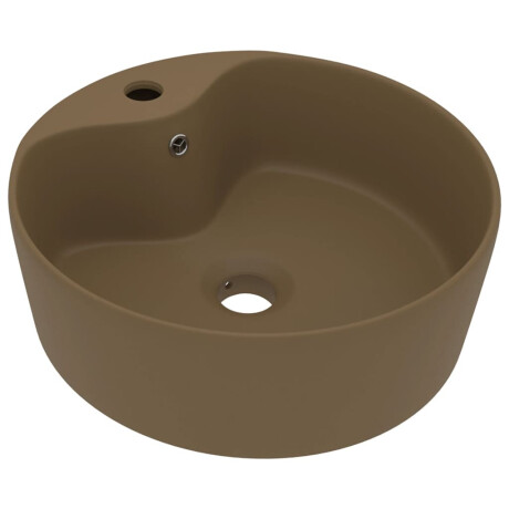 vidaXL Wastafel met overloop 36x13 cm keramiek matcrème afbeelding2 - 1