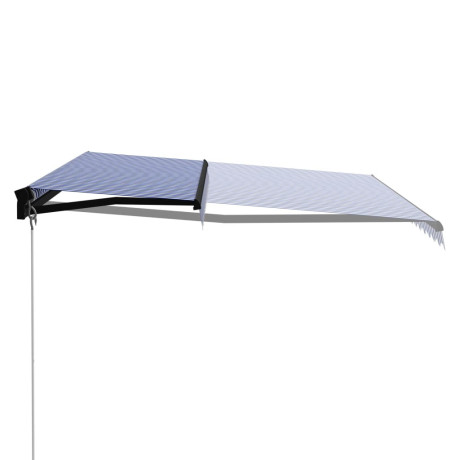 vidaXL Luifel handmatig uittrekbaar 450x300 cm blauw en wit afbeelding2 - 1