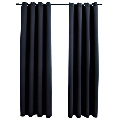 vidaXL Verduisteringsgordijnen met ringen 2 stuks zwart 137x213 cm stof afbeelding2 - 1