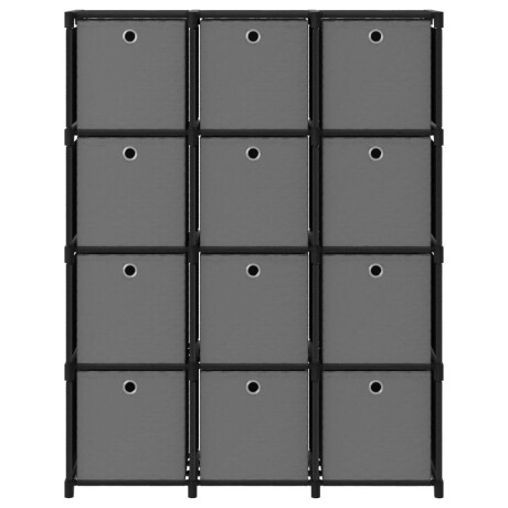 vidaXL Kast met 12 vakken met boxen 103x30x141 cm stof zwart afbeelding2 - 1