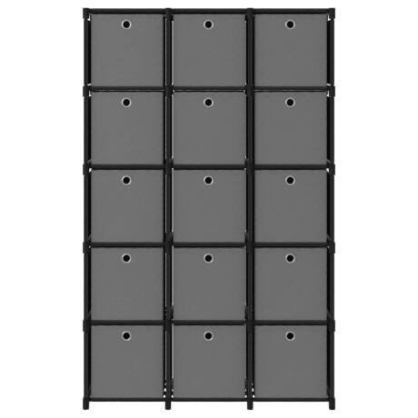 vidaXL Kast met 15 vakken met boxen 103x30x175,5 cm stof zwart afbeelding2 - 1