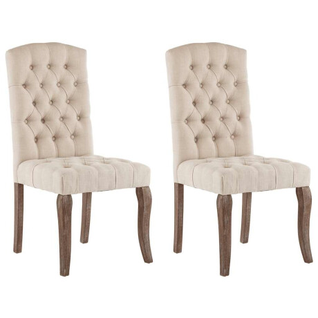 vidaXL Eetkamerstoelen 2 st linnen-look stof beige afbeelding2 - 1