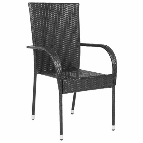 vidaXL Tuinstoelen stapelbaar 4 st poly rattan zwart afbeelding2 - 1