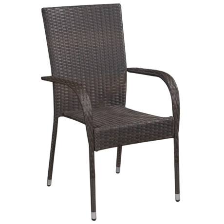 vidaXL Tuinstoelen stapelbaar 6 st poly rattan bruin afbeelding2 - 1