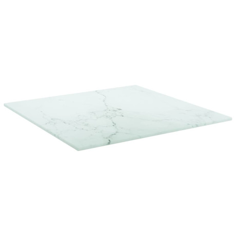 vidaXL Tafelblad 40x40 cm 6 mm gehard glas met marmeren design wit afbeelding2 - 1