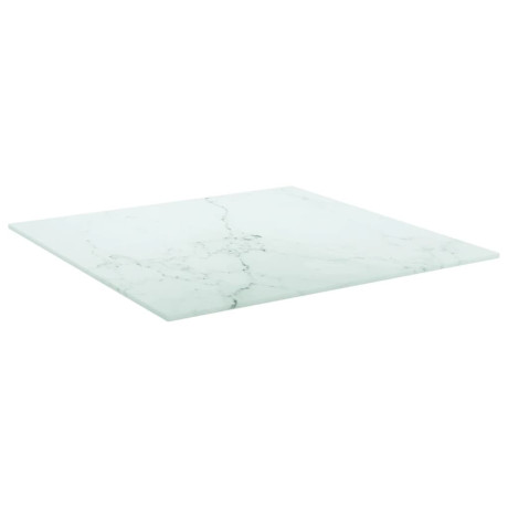 vidaXL Tafelblad 50x50 cm 6 mm gehard glas met marmeren design wit afbeelding2 - 1