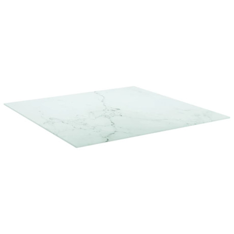 vidaXL Tafelblad 80x80 cm 6 mm gehard glas met marmeren design wit afbeelding2 - 1