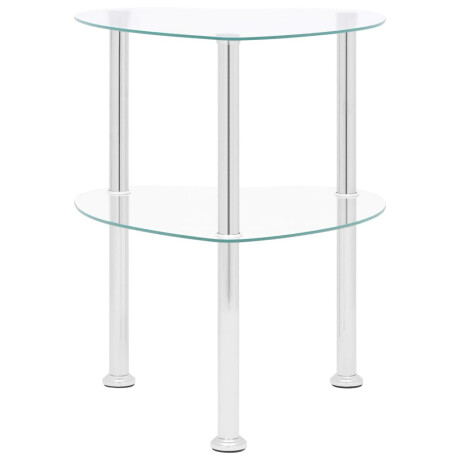 vidaXL Bijzettafel 2-laags 38x38x50 cm gehard glas transparant afbeelding2 - 1