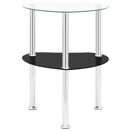 vidaXL Bijzettafel 2-laags 38x38x50 cm gehard glas transparant zwart afbeelding2 - 1