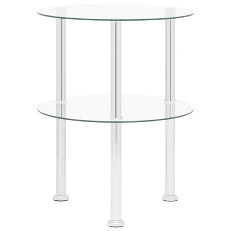 vidaXL Bijzettafel 2-laags 38 cm gehard glas transparant afbeelding2 - 1