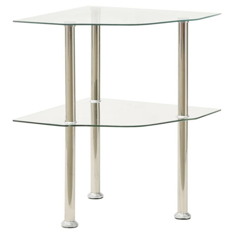 vidaXL Bijzettafel 2-laags 38x38x50 cm gehard glas transparant afbeelding2 - 1