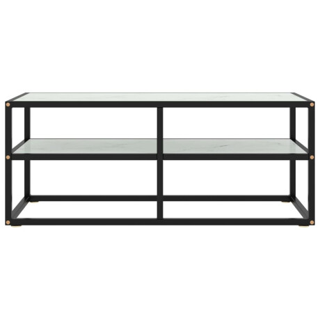 vidaXL Tv-meubel met wit marmerglas 100x40x40 cm zwart afbeelding2 - 1