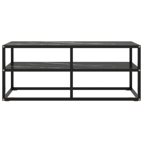 vidaXL Tv-meubel met zwart marmerglas 100x40x40 cm zwart afbeelding2 - 1