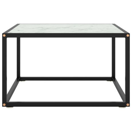 vidaXL Salontafel met wit marmerglas 60x60x35 cm zwart afbeelding2 - 1