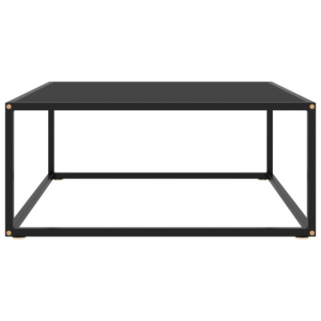 vidaXL Salontafel met zwart glas 80x80x35 cm zwart afbeelding2 - 1