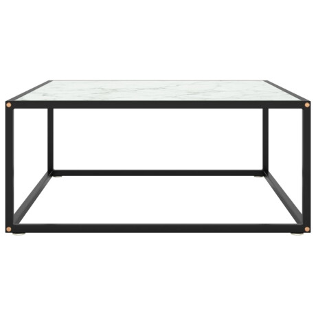 vidaXL Salontafel met wit marmerglas 80x80x35 cm zwart afbeelding2 - 1