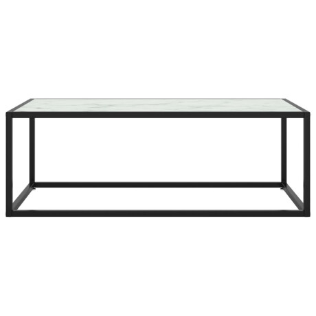 vidaXL Salontafel met wit marmerglas 100x50x35 cm zwart afbeelding2 - 1