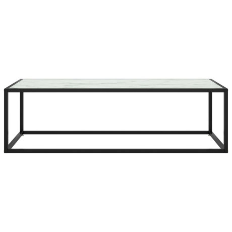 vidaXL Salontafel met wit marmerglas 120x50x35 cm zwart afbeelding2 - 1