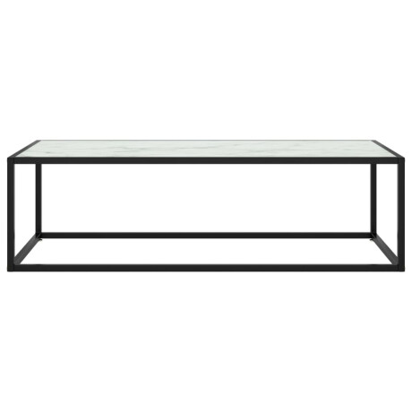 vidaXL Salontafel met wit marmerglas 120x50x35 cm zwart afbeelding2 - 1