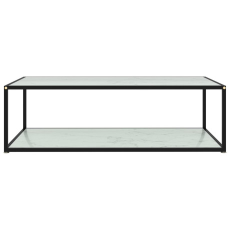 vidaXL Salontafel 120x60x35 cm gehard glas wit afbeelding2 - 1