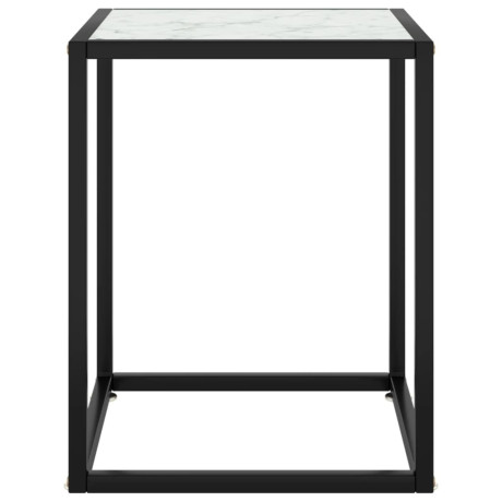 vidaXL Salontafel met wit marmerglas 40x40x50 cm zwart afbeelding2 - 1
