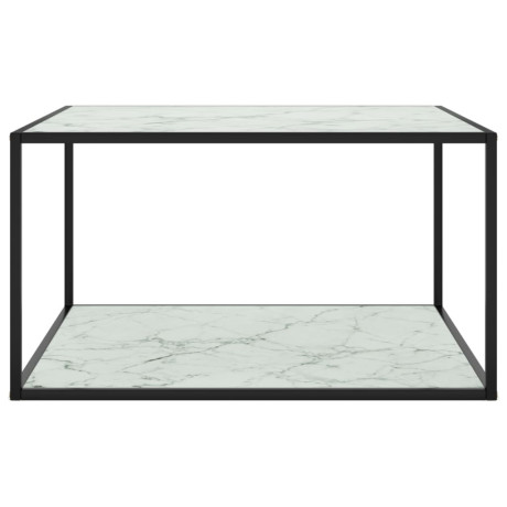vidaXL Salontafel met wit marmerglas 90x90x50 cm zwart afbeelding2 - 1
