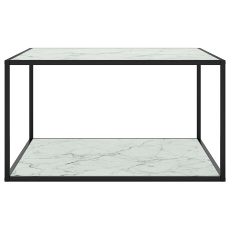 vidaXL Salontafel met wit marmerglas 90x90x50 cm zwart afbeelding2 - 1
