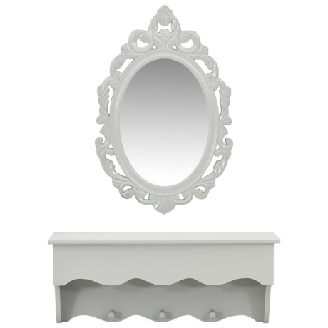 vidaXL Wandset met spiegel en haken grijs afbeelding2 - 1